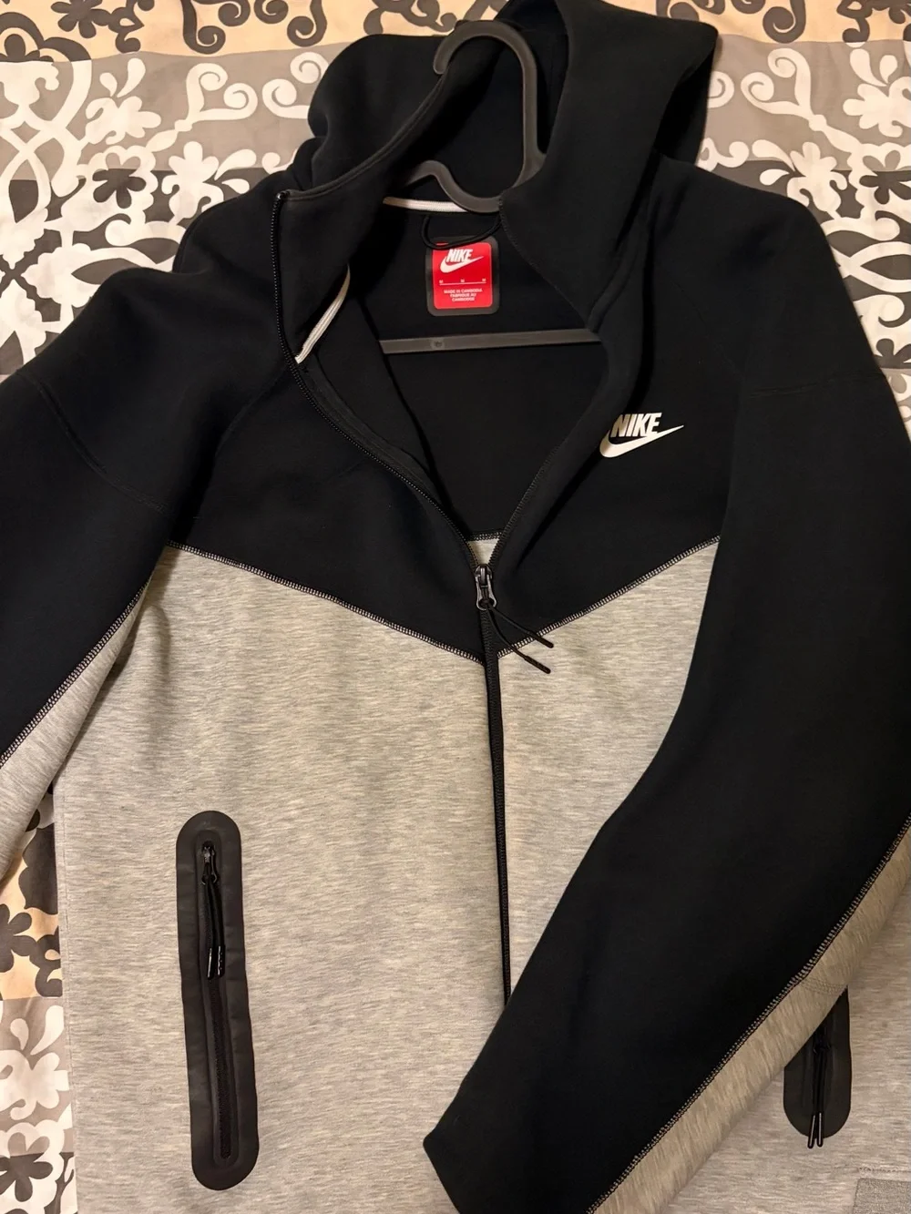 Nike Black Full-Zip Hoodie with Grey Trim